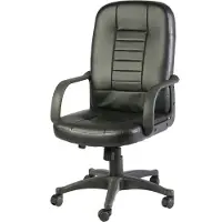 Dmora Bürostuhl Dmelar, Chefsessel mit Armlehnen, Ergonomischer Bürostuhl, Schwarz, 56x59h104/114 cm