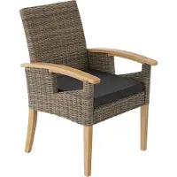 TecTake Rattan Stuhl Rosarno mit Holzgestell inklusive Sitzpolster, 62,5 x 71,5 x 94 cm