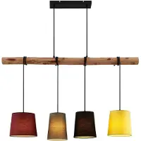 LINDBY Hängeleuchte Moskau , bunt, Textil, Holz, E27, 116 cm