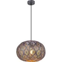 Globo LED Pendellampe, Orientalisch, Metallschirm, silber, D 30 cm