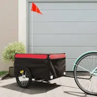 vidaXL "2026 Promotion" Fahrradanhänger Schwarz und Rot 45 kg Eisen - Fahrradanhänger CC32716