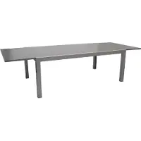 Degamo Gartentisch Ausziehtisch Esstisch Glastisch MARINA XXL, 200/300x110cm, Aluminium + Glas grau