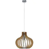 LINDBY Pendelleuchte Sina, Ø 35 cm, Holz, E27