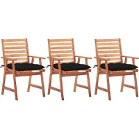 vidaXL "im Angebot" Garten-Essstühle 3 Stk. - bis 150 kg - mit Kissen Massivholz Akazie - Stapelsessel CC2768