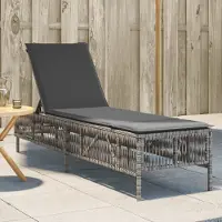 vidaXL Sonnenliege, Gartenliege, Wellnessliege, mit Auflage, Grau Poly Rattan - Liegestuhl CC23016