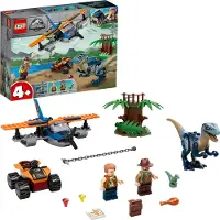 LEGO 75942 Jurassic World Velociraptor: Rettungsmission mit dem Doppeldecker, Spielzeug ab 4 Jahre mit Flugzeug und Dinosaurier-Figuren