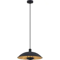 LINDBY Hängelampe Narisara, Ø 40 cm, E27, schwarz-gold
