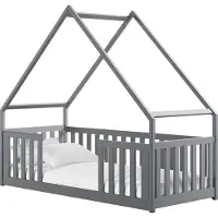 Mirjan 24 Kinderbett mit schubladen Bee, Hausbett, Lattenrost Flex aus Buchensperrholz (Farbe: Asche, Größe: 90x200 cm)