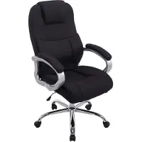 DELUKE Bürostuhl SYDNEY Stoff - 113x66x70, Schwarz | Stoff | Metall in Chromoptik Gestell | ergonomische Bürostühle Homeoffice Stuhl mit Rollen