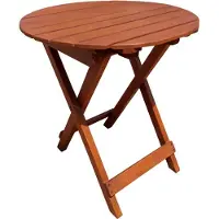 DELUKE Gartentisch TUCSON rund klappbar - Eukalyptus, Natur, 45x45x50cm | Klapptisch Esstisch Wetterfest Outdoor Tisch