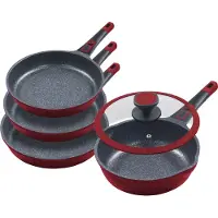 King Pfannen-Set "Moonscape" Aluminiumguss Set, je 1 Pfanne Ø 20/24/28/24 cm, H: 4,5/5/5,5/7,5 cm, - 1/1,9/2,5/2,8 l, 5 Stk. tlg. abnehmbarer Griff, MOONSCAPE-Beschichtung, Induktion