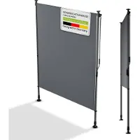Juskys Senkrechtmarkise Barbados 150x310 cm - Sonnenschutz, Sichtschutz, ausziehbar - Grau