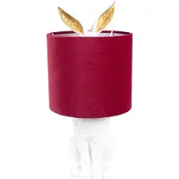 Clayre & Eef Tischlampe Kaninchen Ø 20x43 cm Weiß Rot Polyresin
