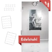Lemodo Räucherofen 80 cm hoch Edelstahl, Räucherschrank mit 3 Etagen