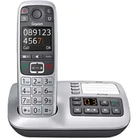 Gigaset E560A, DECT-Telefon, Kabelloses Mobilteil, Freisprecheinrichtung, 200 Eintragungen, Anrufer-Identifikation, Schwarz, Silber