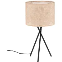 LINDBY Tischleuchte Soula, Ø 26 cm, beige, Kunststoff, E27