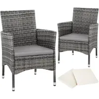 TecTake 2er Set Rattanstuhl Nantes widerstandsfähig 59 x 57 x 85 cm