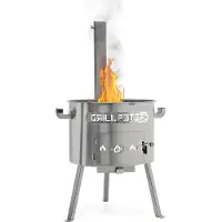 Grillpeter Utschak Timur Ø40cm Edelstahl 2 mm mit Abzugsrohr Feuerofen für Kazan 10-16 Liter