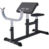 Gorilla Sports Curlbank - Sitz, Curlpult und Hantelablage 5-fach Verstellbar, bis 200kg, Rutschfeste Füße, Schwarz - Curl Hantelbank, Trainingsbank,