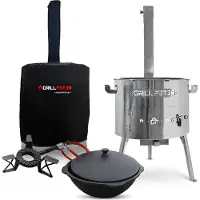 Grillpeter Utschak Timur Ø45 cm Edelstahl Kazan 16L Gaskocher und Abdeckhaube