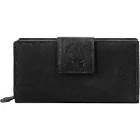 Cluty Damen Geldbörse schwarz RFID-Schutz 18x10x4 cm, 25 Steck- & 18 Kartenfächer