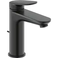 Duravit Waschtischarmatur M Wave Schwarz matt 122 mm mit Zugstangen-Ablaufgarnitur