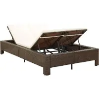 vidaXL "Liegestuhl 2er Set HOMMIE - Gartenliege 2-Person - Sonnenliegen - mit Auflage Braun Poly Rattan - 220x130x35 cm NeuMöbel 7260557