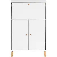 MÖBELPARTNER ausklappbarer Schreibtisch Jaguar | HxBxT 101,7x65,2x39cm | 4 Fächern & 2 Flügeltüren | Weiß