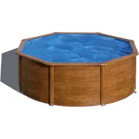 Gre Runder Stahlwandpool mit Holzoptik KIT350W – Ø 350 x 120 cm, Komplettset