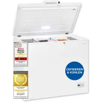 Exquisit Gefriertruhe, 246 Liter, Kombigerät, 2-in-1, Tiefkühltruhe, Kühlen, 4-Sterne-Gefrieren, Toplader, klein, GT250-HE-040D weiss