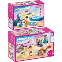 Playmobil 70208, 70211 Dollhouse 2er Set Schlafzimmer + Badezimmer