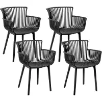Beliani Stühle 4er Set in Schwarz aus Kunststoff für Innen- und Außenbereich Geeignet Moderner Stil Plastik Gartenstühle für Garten Terrasse Esszimmer
