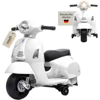 Lemodo Vespa Kinder Elektrofahrzeug weiß, Elektro Motorrad für Kinder ab 18 Monate
