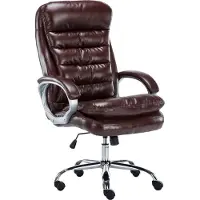 DELUKE Bürostuhl SOUK - 116x68x77, Bordeauxrot | Kunstleder | Metall in Chromoptik Gestell | ergonomische Bürostühle Homeoffice Stuhl mit Rollen