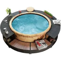 vidaXL Whirlpool-Umrandung Schwarz Poly-Rattan - Poolzubehör CC25860