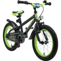 Bikestar Kinder Fahrrad ab 4 Jahre | 16 Zoll Urban Jungle Kinderrad | Schwarz & Grün