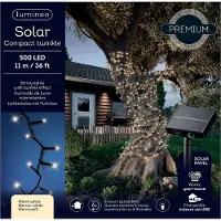 Lumineo LED Solar Lichterkette 11m Schwarz USB aufladbar 500 LEDs Warmweiß