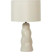Beliani Tischlampe Beige Keramik Vasenform 51 cm Stoffschirm Trommelform Einfarbig Kabel mit Schalter Modern Skandi Schlaf- u. Wohnzimmer
