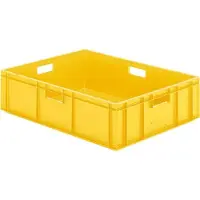 LA-KA-PE Transport-Stapelkasten B800xT600xH210 mm gelb, geschlossen mit Griffloch