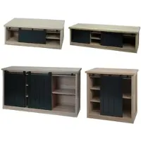 Mendler Wohnzimmerset aus TV-Rack, Sideboard, Kommode und Couchtisch MCW-K75, Schiebetür Staufächer, Industrial naturfarben