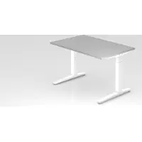 Proregal - Büromöbel mit top Leistungsdaten Schreibtisch Mika | Grau | Weißes Gestell | BxT 120x80cm | Arbeitshöhe 65-85cm | höhenjustierbar, 1cm Raster | C-Fuß-Gestell | Rechteckform