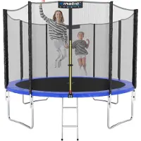 Kinetic Sand Trampolin Outdoor SALTO Ø 183/244/305/366/400/430/490 cm - Kindertrampolin Set mit Leiter, Netz, Randpolster, bis zu 160kg