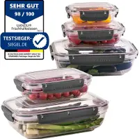 Uandu Lock & Fresh 5er Vorratsdosen set, frischhaltedosen mit deckel für lebensmittel, Mikrowellen-, und Gefriergeeignet, vorratsdosen mit deckel, meal prep boxen, aufbewahrungsbox küche - Anthrazit