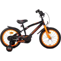 AMIGO Spiel + Freizeit GmbH AMIGO Kinderfahrräder Jungen BMX Jump 16 Zoll 25,5 cm Jungen Rücktrittbremse Schwarz/Neon Orange