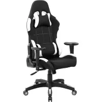 Dmora Gaming-Stühl Daren, Gaming-Sessel für Erwachsene, Schreibtischstuhl, 57x72h124/134 cm, Schwarz und Weiß