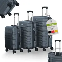 Juskys Hartschalenkoffer-Set Rom - 3-teilig - ABS - Anthrazit