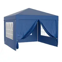 Wiltec Pavillon 3 x 3 m in Blau mit UV-Schutz 50+, Gartenpavillon mit abnehmbaren Seiten, Partyzelt mit Fenstern für z. B. Terrasse und Festival