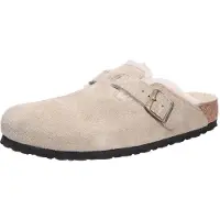 Birkenstock - Warme und weiche Clogs &ndash; Unisex &ndash; Boston Shearling Suede Regular - Boston Shearling Leather/Suede Regular Taupe für Herren