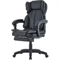 Trisens Schreibtischstuhl Bürostuhl Gamingstuhl Racing Chair Chefsessel mit Fußstütze,Farbe:Schwarz - Grau