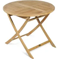 DELUKE Gartentisch MIKE klappbar rund - Teak, Natur, 90x90x75cm | Klapptisch Esstisch Wetterfest Outdoor Tisch